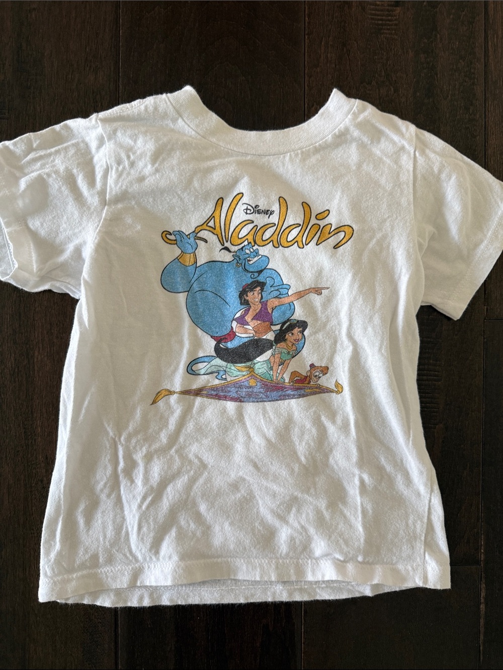 Disney Gender Neutral White Aladdin Tee with Blue & Gold Graphic